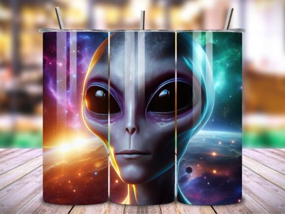 3D Alien 20 Oz Tumbler Wrap Vol.10: Sci-Fi Design Asset