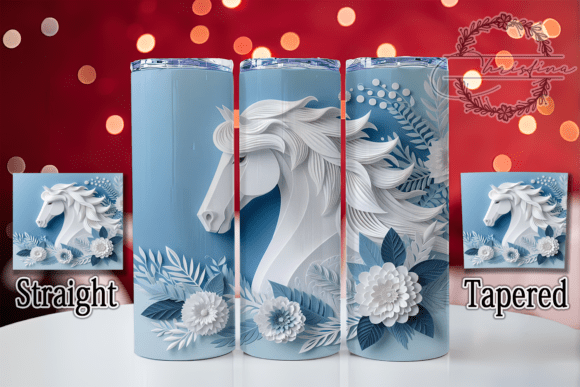 3D Blue Floral Horse Tumbler: A Vibrant Design for Your Projects