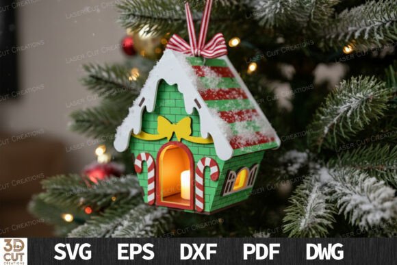 3D Christmas Gingerbread House Ornament
