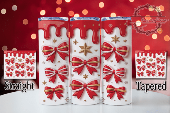 3D Coquette Santa Bows Christmas Tumbler Design