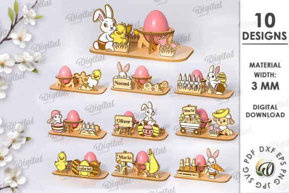 3D Easter Egg Stand Laser Cut Bundle: Creative Digital Designs