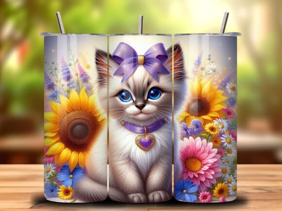 3D Floral Cat 20oz Tumbler Wrap Vol.3