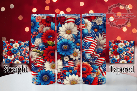 3D Floral Patriotic Tumbler Wrap for Your 20oz Tumbler