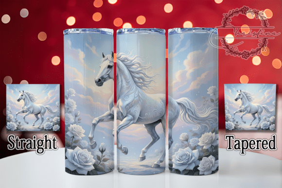 3D Floral White Horse Tumbler: A Stunning Design Asset