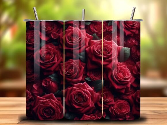 3D Flowers Roses 20 Oz Tumbler Wrap V.4: A Design Asset for Creators