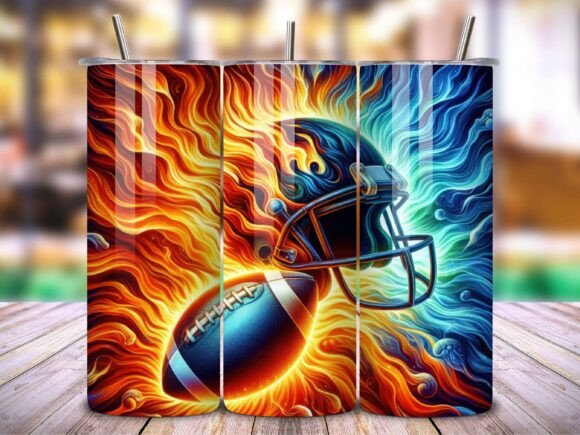 3D Football Neon Sports Tumbler Wrap V.1