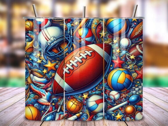 3D Football Neon Sports Tumbler Wrap V.4