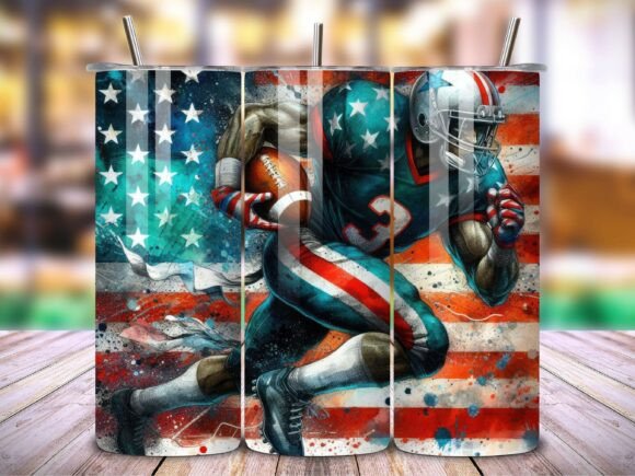 3D Football Neon Sports Tumbler Wrap V.6