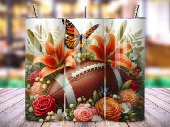 3D Football Sports Tumbler Wrap Design for 20 Oz Tumblers