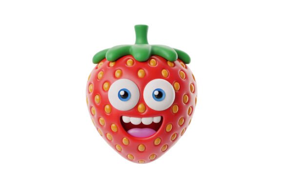 3D Funny Walking Strawberry Character