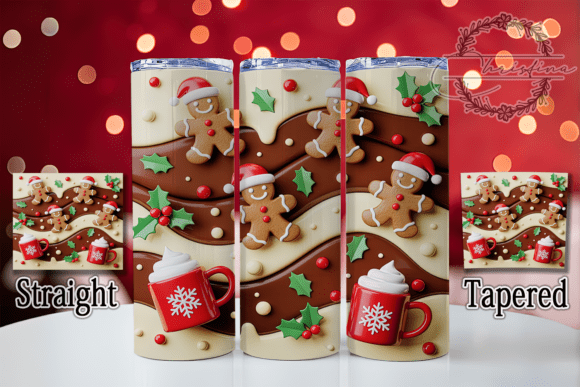 3D Gingerbread Christmas Cocoa Tumbler Design