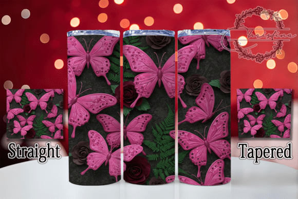 3D Gothic Butterfly Tumbler Wrap: Elevate Your Drinkware Art