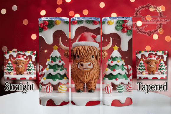 3D Highland Cow Christmas Tumbler: Festive Digital Design