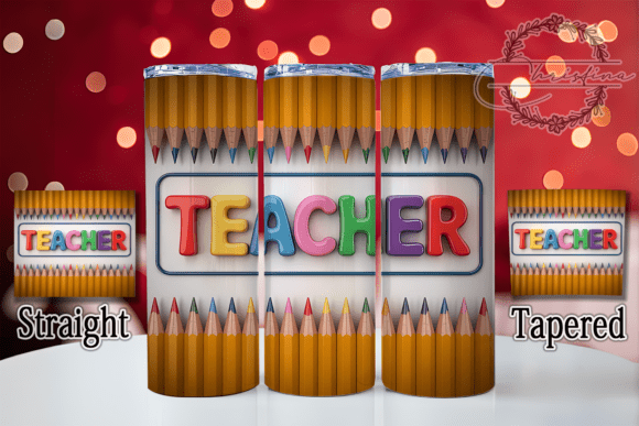 3D Inflated Rainbow Teacher Tumbler Wrap: Vibrant Digital Design