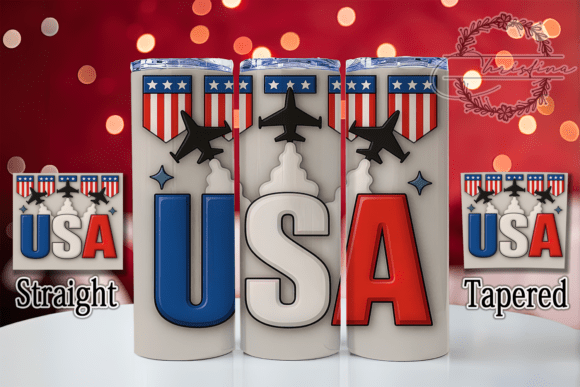 3D Inflated USA Flag 4th of July Tumbler Design