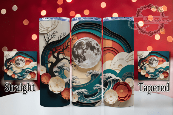 3D Moonlight Asian Paper-Cut Festival Design