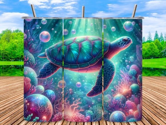 3D Sea Turtle Ocean Life Tumbler Wrap