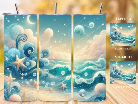 3D Seashells Beach Ocean Theme Tumbler Digital Design
