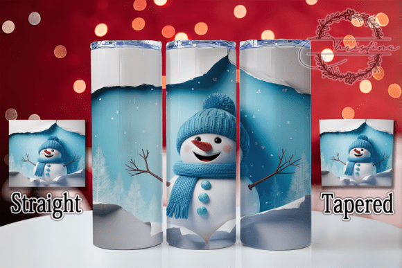 3D Snowman Hole in Wall Tumbler: Festive Digital Design