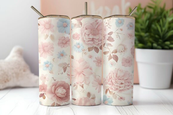 3D Vintage Flower Tumbler Wrap: Beautiful Sublimation Design