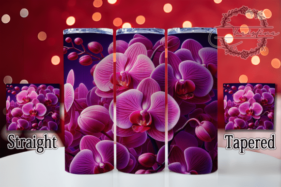Beautifully Detailed Vintage 3D Embroidered Orchid Tumbler Design