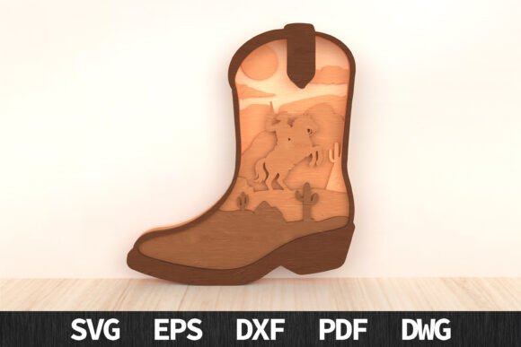 Cowboy Boot Wild West 3D Scene: Creative Design Assets