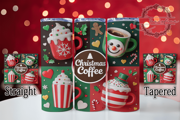 Festive 3D Santa Coffee Christmas Tumbler Design