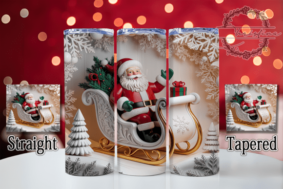 Festive 3D Santa Sleigh Christmas Tumbler Design