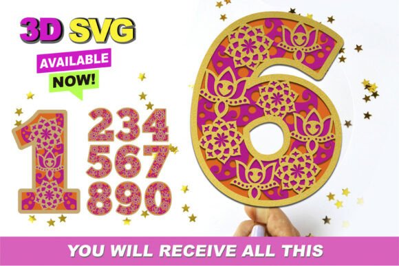 Hindi Numbers 3D SVG: Creative Design Assets